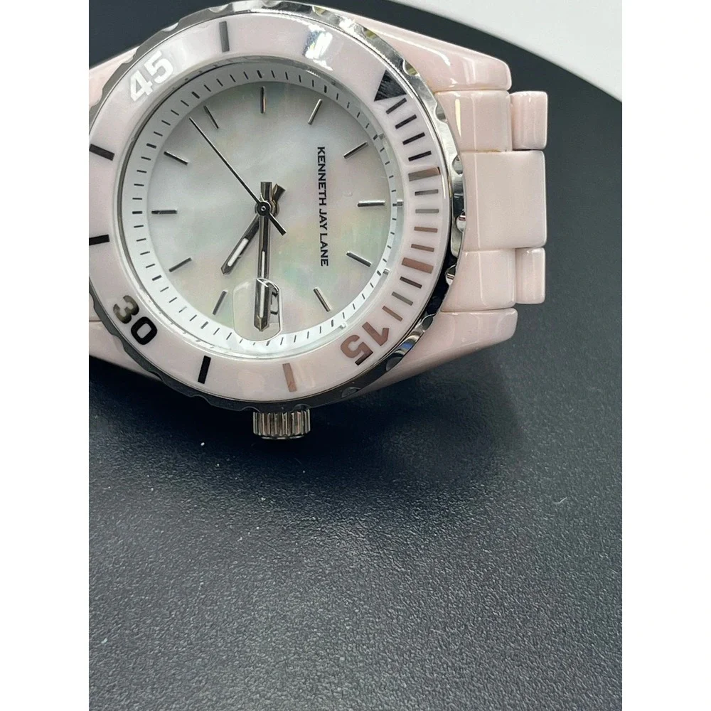 Kenneth Jay lane KJL Vintage Pale‎ Pink Ceramic 3000 series Womens Wrist Watch